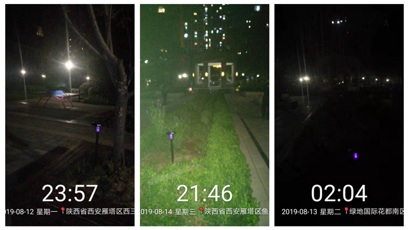西安綠地花都小區物業安裝太陽能滅蚊燈效果案例